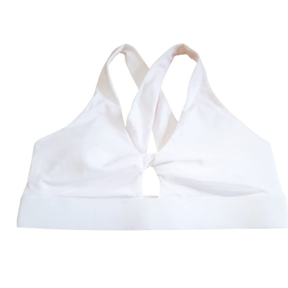 Fabletics Womens Cream Oasis Twist Front Sports Bra Size XXL